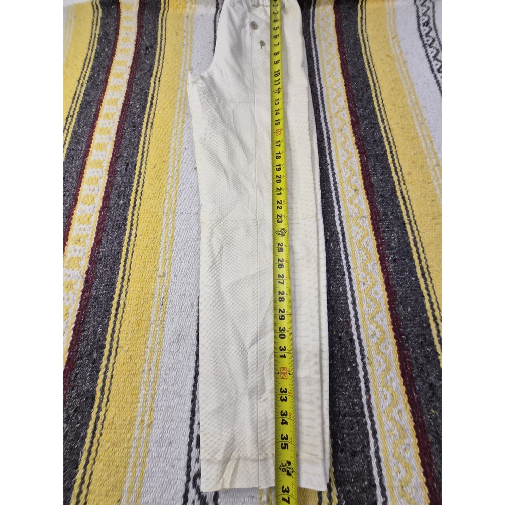 Yigal Azrouël 100% Lamb Leather Croc-Embossed Pants - Winter White - Size 2 - Picture 13 of 16